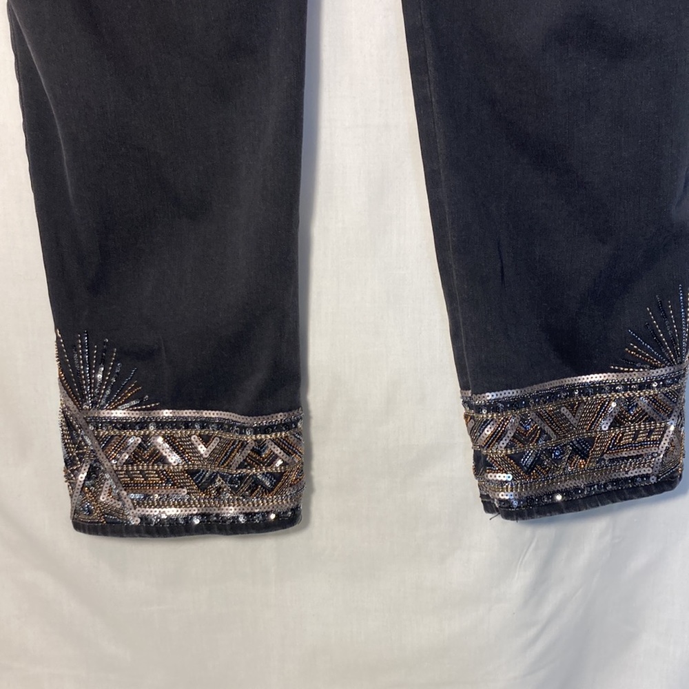 Chico's Black Boyfriend Jeans with Silver Embellishments - Picture 10 of 13